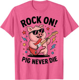 Musical Pig Tribe Collective for Rock Enthusiasts Rock On Pig Never Die Music Lovers Funny Concert Vibe T-Shirt - Pink Heather