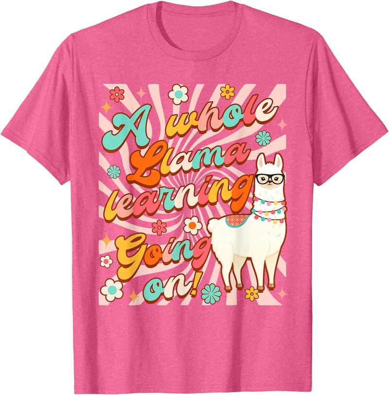 Llama Alpaca Whole Llama Learning Going On Llama Alpaca Teacher Teaching Whole Llama Learning Going On T-Shirt - Pink Heather