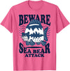 River Beautiful Day Beware Sea Bear Attack T-Shirt - Pink Heather