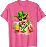 Amt Pig & Drinking Beer Lovers Saint Patrick's Day Funny Pig Drinking Beer Leprechaun Shamrocks St Patricks Day T-Shirt - Pink Heather