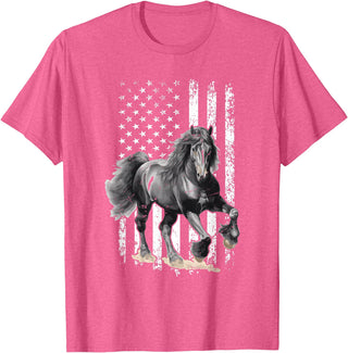 Friesian Design USA Flag Horse Relax it´s a Friesian T-Shirt - Pink Heather