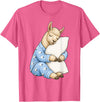 Funny Sleepy Llama Animal Lovers Pajama Llama Sleeping in Cute Pajamas Sleep T-Shirt - Pink Heather