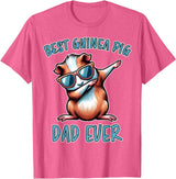Funny Guinea Pig Daddy Cute Guinea Pig Designs Guinea Pig Dad Funny Guinea Pig T-Shirt - Pink Heather