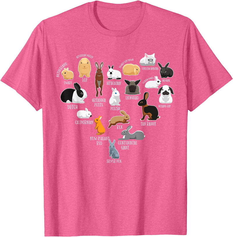 Rabbit Types & Cute Rabbit Species, Bunny - Rabbits T-Shirt in Pink Heather
