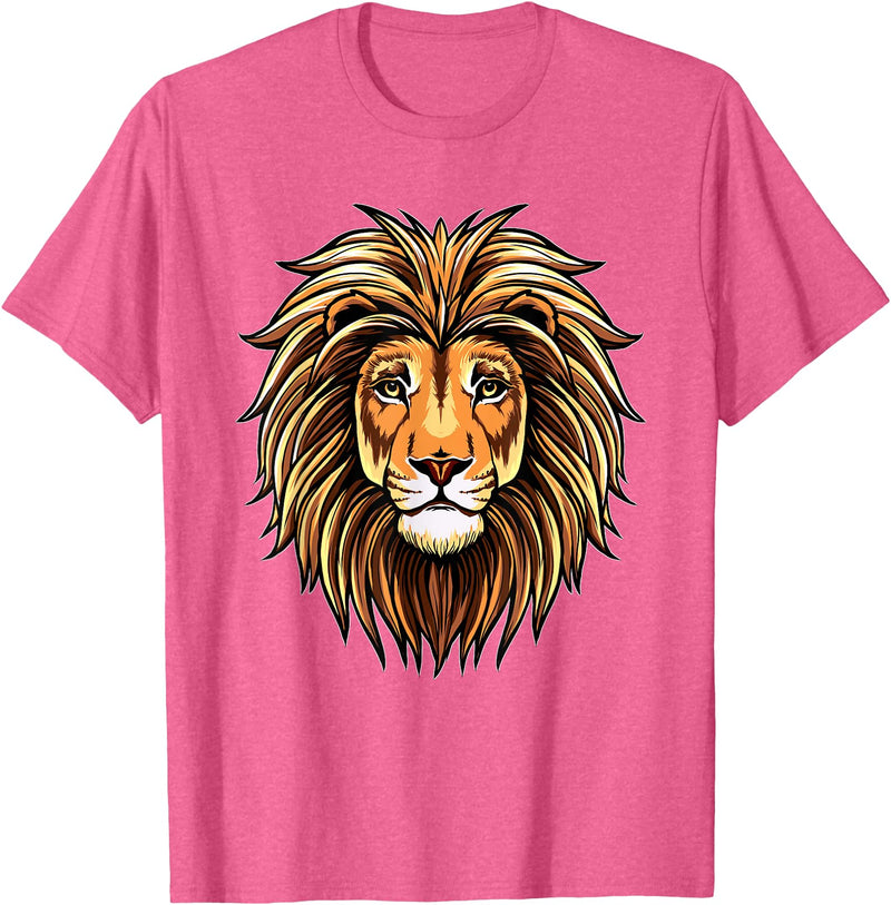 ROSS BOSS Majestic Lion Mane Detailed Art - Lions Are My Favorite T-Shirt - Pink Heather