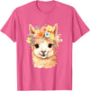 Alpaca and llama with flowers Designs Alpaca with Flowers, Cute Alpaca and Llama T-Shirt - Pink Heather