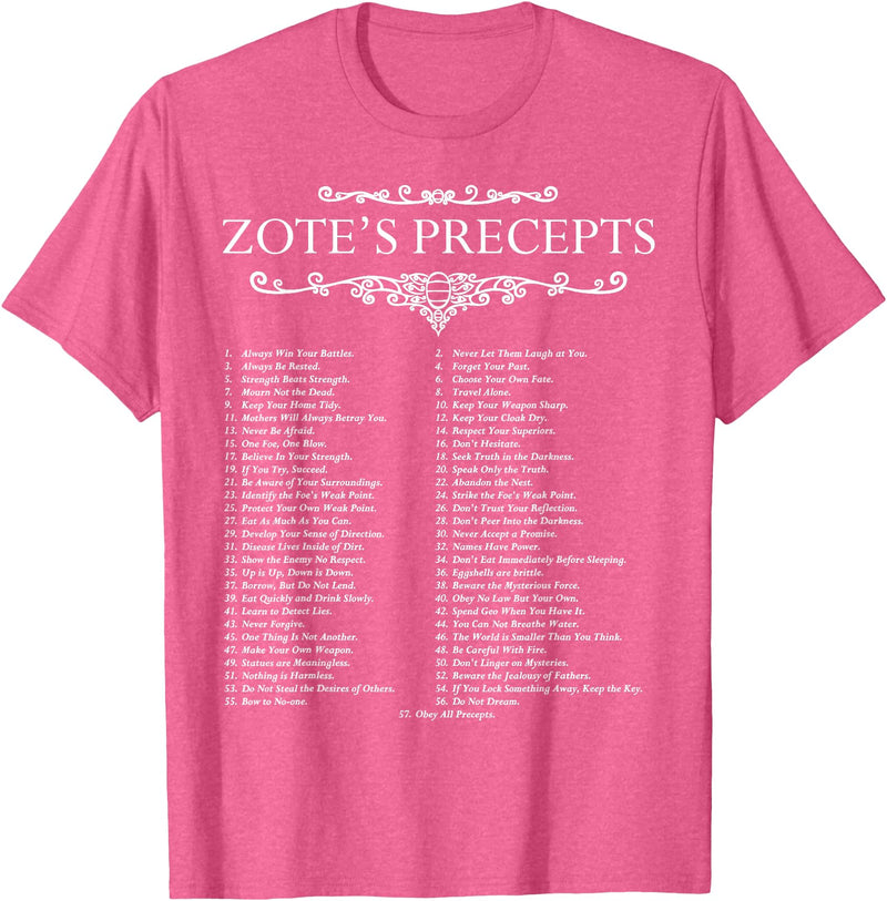 MathWare Funny Nerdy Zote's Precepts Knight Gamer T-Shirt - Pink Heather