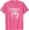 Scottish Highland Cattle Cow Merch Scottish Highland Cattle Cow Drawing T-Shirt - Pink Heather