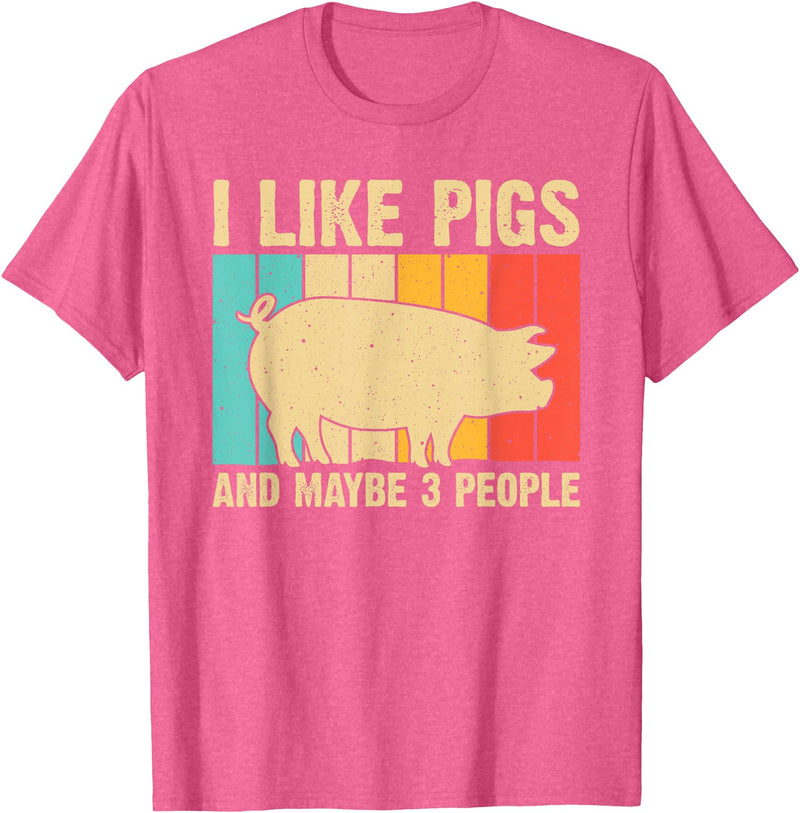 Cool Pig Gifts Farmer Pigs Accessories & Stuff Funny Pig For Men Women Farm Animal Swine Vintage Pig Lovers T-Shirt - Pink Heather