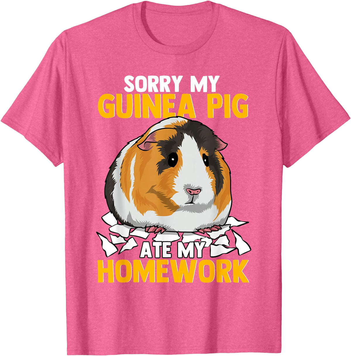 Sorry My Guinea Pig Ate My Homework Funny Pet Rodent Hamster T-Shirt - Pink Heather