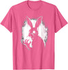 Scary Goth Rabbit, Horror Rabbit, Weirdcore Rabbit T-Shirt in Pink Heather
