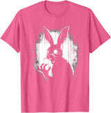Scary Goth Rabbit, Horror Rabbit, Weirdcore Rabbit T-Shirt in Pink Heather