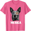 Australian Cattle Dog Patriotic Tee Gifts Merica Australian Cattle Dog with USA Flag Sunglasses Gift T-Shirt - Pink Heather