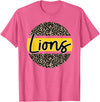 Lions School Spirit Leopard Print Yellow T-Shirt - Pink Heather