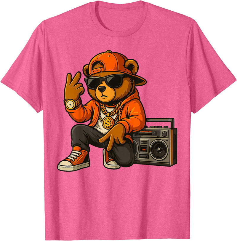 Creative & Funny Teddy Bear Gifts Hip Hop Teddy Bear T-Shirt - Pink Heather