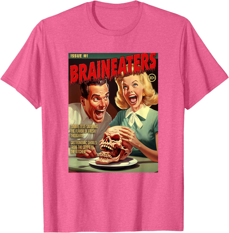 Last Gasp Graphics Brain Eaters 1950s horror comic cover T-Shirt - Pink Heather