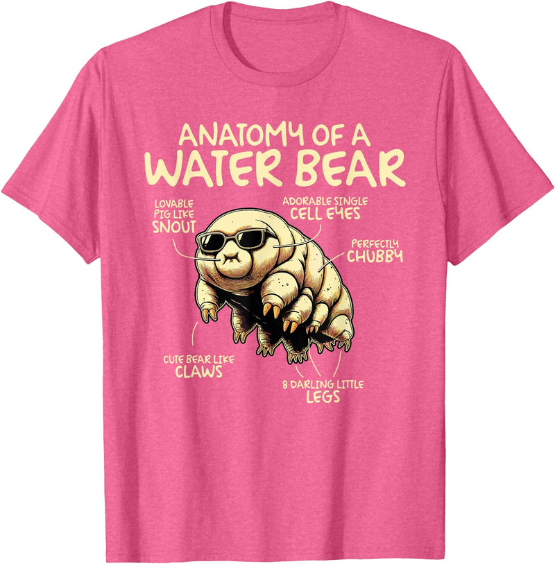 Tardigrade Water Bear Co Anatomy Of A Water Bear Funny Tardigrade T-Shirt - Pink Heather
