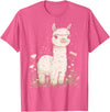 Alpaca Llama Lama Lover Cute Farm Animals Kids Llama Alpaca Lama Flowers Cute Adorable Baby Farm Animal T-Shirt - Pink Heather
