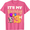 Cow Birthday 3 Party Farmyard Apparel Cow 3rd Birthday Party Balloons Moo Farm Animal Vet Barn T-Shirt - Pink Heather