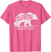 Vintage Yellowstone Retro Tees Tanks Tops Grizzly Bear Yellowstone National Park Est. 1872 T-Shirt - Pink Heather