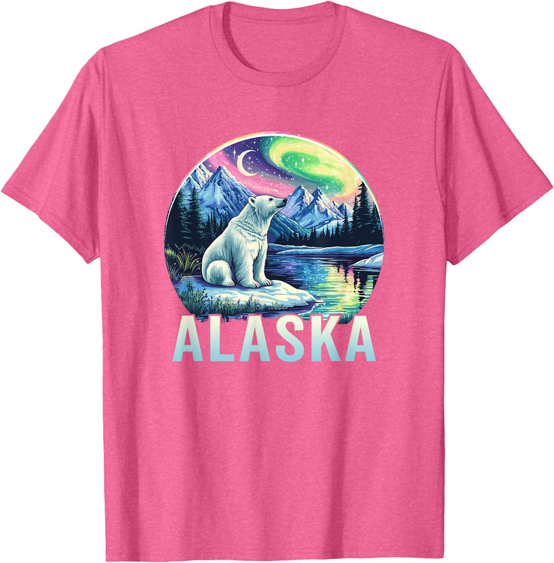 Alaska Cruise Trip Alaska Northern Lights Aurora Viewing Vacation Alaska Trip T-Shirt - Pink Heather