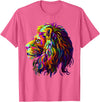 Lion Artistic For Men Women Kids Colorful Lion Head Design Pop Art Style T-Shirt - Pink Heather