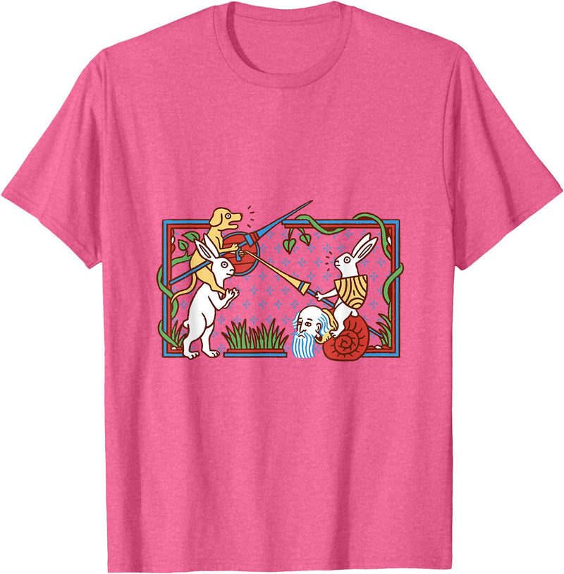 Knights Templar Rabbit - Medieval Renaissance Fair T-Shirt in Pink Heather