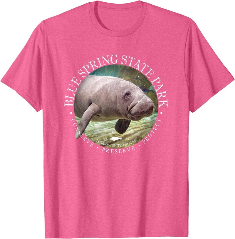 Blue Spring State Park Sea Cow Florida Blue Spring State Park Orange City Florida Manatee Sea Cow T-Shirt - Pink Heather