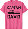Custom Boat Captain Personalized Name Designs Captain David Pontoon Personalized Boat Name Fishing Trip T-Shirt - Pink Heather
