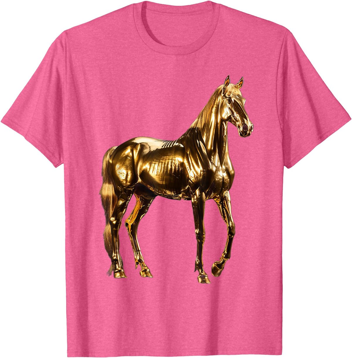 Gold Animal Design Horse Gold T-Shirt - Pink Heather