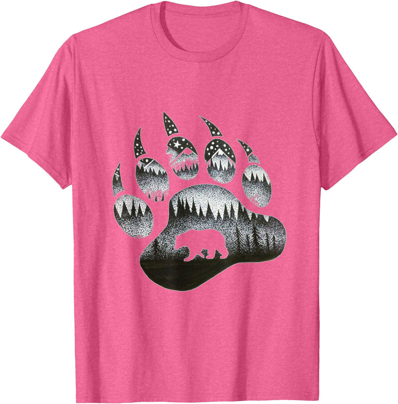 One Nature Designs Touching Ghost of the Spirit Bear Paw T Shirt T-Shirt - Pink Heather