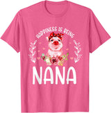 Mother's Day Matching Family Happiness Is Being A Nana Cute Pig T-Shirt - Pink Heather