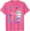 It's My 6th Birthday Bunny Rabbit 6 Years Old Boy Girl T-Shirt in Pink Heather