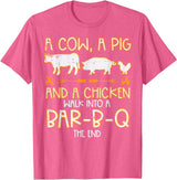 BBQ Barbecue Shirts Men Women Grilling Gifts Cow Pig Chicken Walk Bar B Q Bbq Barbecue Grilling Men Women T-Shirt - Pink Heather