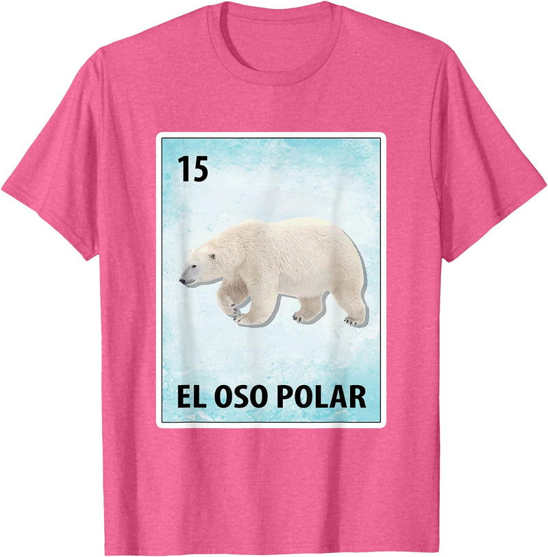 Polar Bear Mexican Tee El Oso Polar Mexican Polar Bear Cards T-Shirt - Pink Heather