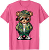 Magical and Funny Teddy Bear Gifts Hip Hop Teddy Bear Camouflage Rap Music T-Shirt - Pink Heather