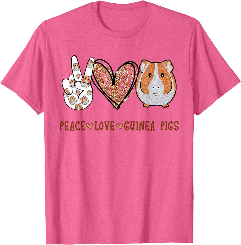 Peace love guinea pigs t -shir t Peace Love Guinea Pigs Gift for Guinea Pigs Lover T-Shirt Small - Pink Heather
