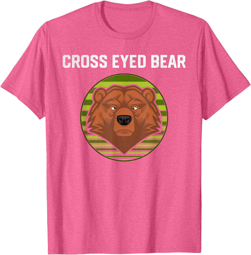 Moose Bronco Funny Cross Eyed Bear Animal Graphic T-Shirt - Pink Heather