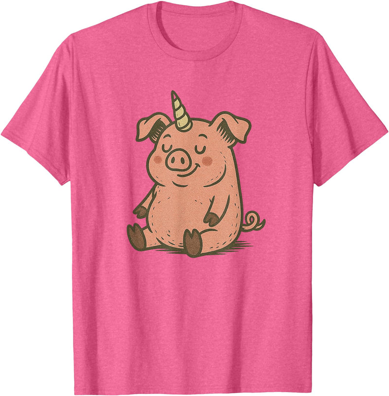 Funny Pig Outfit Unicorn Pig Costume for Funny Pigs and Unicorns Lovers T-Shirt - Pink Heather