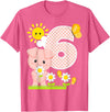 Cute Piglets Pig Barn Farm Birthday Party Supplies Pig 6th Birthday Girl 6 Year Old Birthday Cute Piglet Bday T-Shirt - Pink Heather