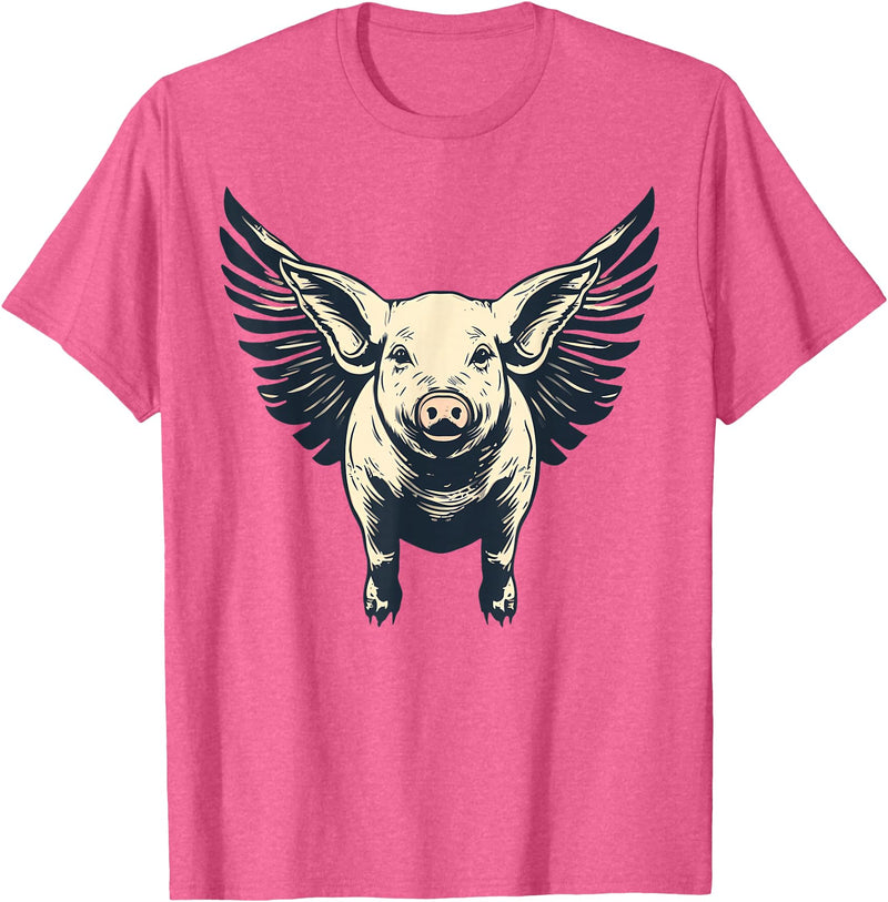 Flying Pig With Wings Design Flying Pig With Wings Fly Pig Lovers T-Shirt - Pink Heather