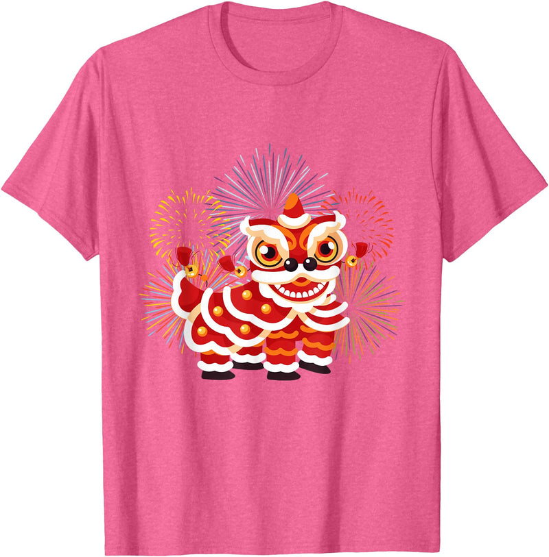 Happy Chinese New Year 2025 Lion Dance Chinese New Year Lunar New Year T-Shirt - Pink Heather