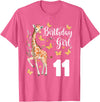 Giraffe Birthday Party by LazyPanda Giraffe 11th Birthday Girl 11 Years Old Giraffe Lover T-Shirt - Pink Heather