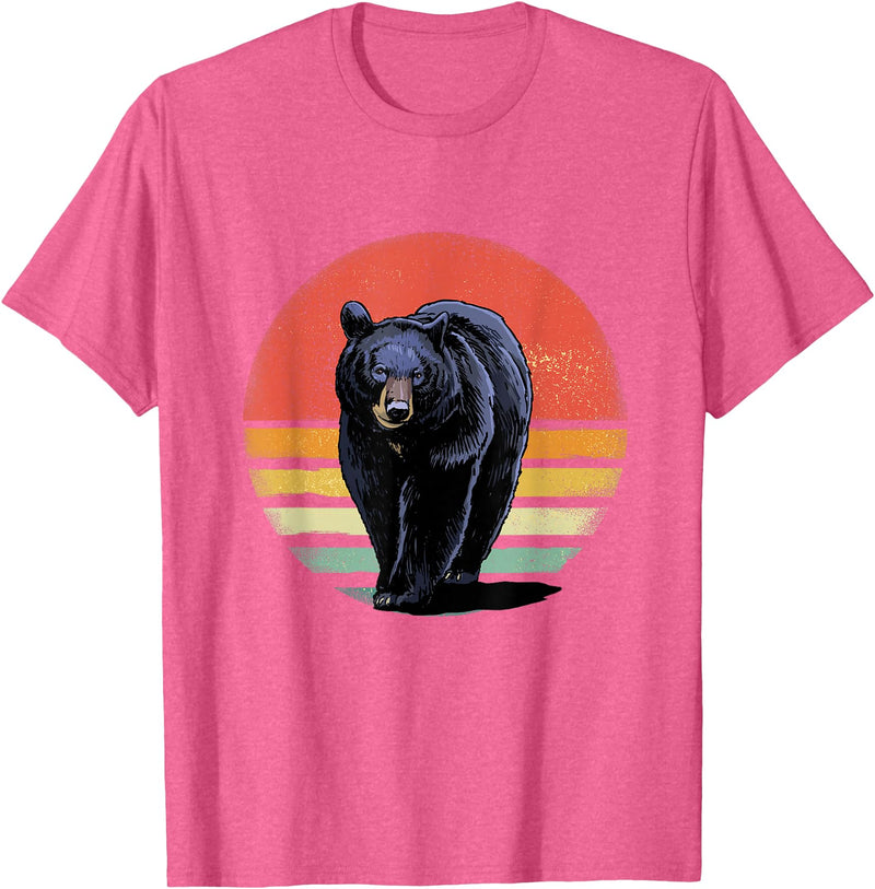 Wowsome! Retro Vintage Black Bear T-Shirt - Pink Heather