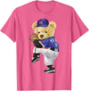 BERSLL Cute Teddy Bear Baseball Jug Sweatshirt T-Shirt - Pink Heather