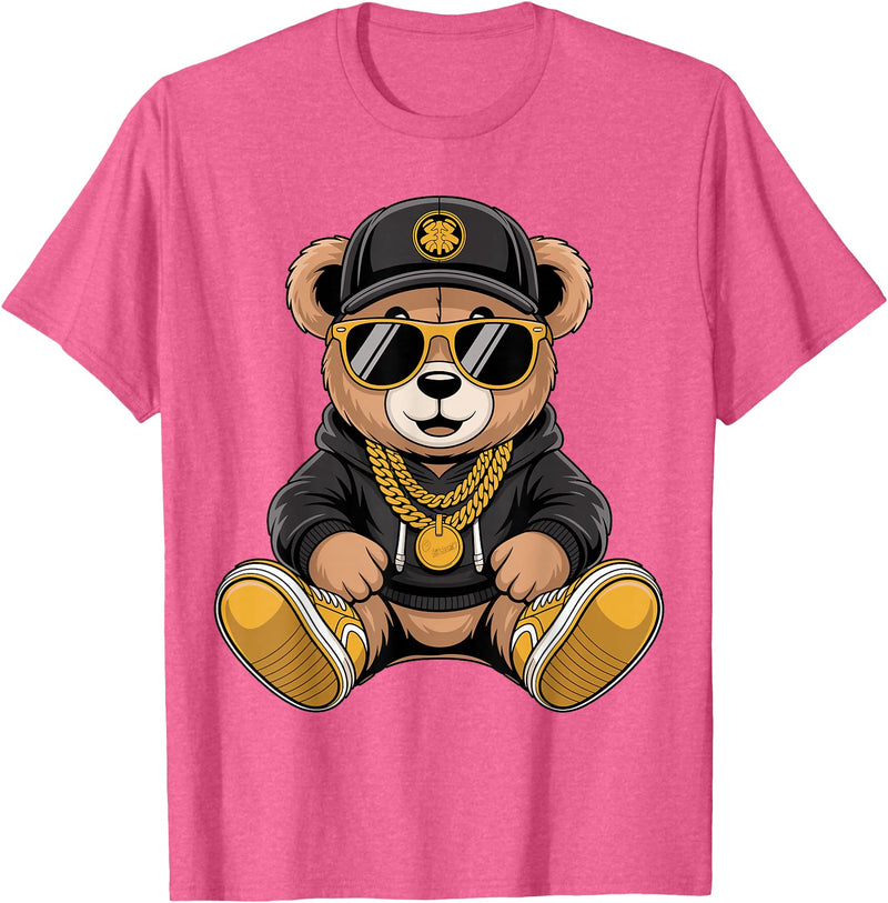 Magical and Funny Teddy Bear Gifts Cool Teddy Bear Hip Hop T-Shirt - Pink Heather