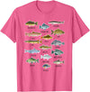 NABZR Angeln Geschenke & T-Shirts Types of Freshwater Fish Fishing T-Shirt - Pink Heather