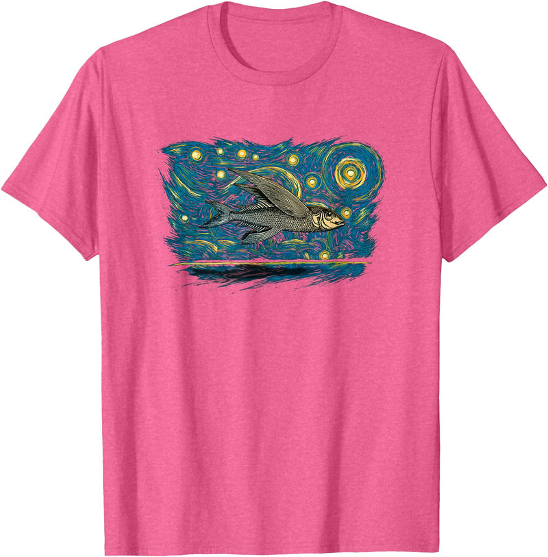 Flying Fish Vintage Night Tees Retro Vintage Style Flying Fish T-Shirt - Pink Heather