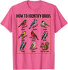 Birdwatching Identification Vintage Guide Birdwatching How to Identify Birds Vintage Guide Fans T-Shirt - Pink Heather