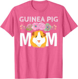 Cute Cavy Mama Breeder Fancier Piggie Accessories Guinea Pig Mom Stuff Floral Cavy Lover T-Shirt - Pink Heather